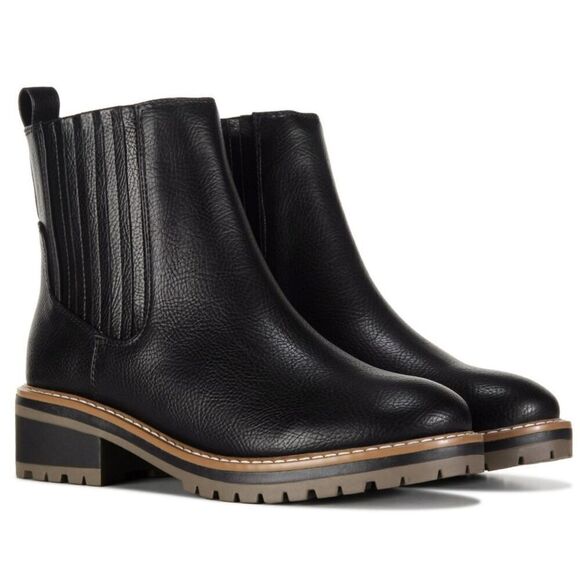 Kensie Boots Size 9 Black Faux Leather Block Heel Koda Ankle‎ Booties NEW - Picture 1 of 9